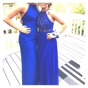 Blue long prom dress